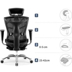 Cadeira de exposição Sihoo V1-M109 Ergonômico 4D pu encolhido preto
