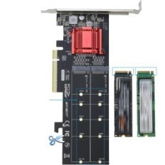 Card Adapter Riitop Dual M.2 Nvme SSD to PCie 3.1 x8 / x16 M-Key support