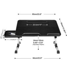AIROPEN AC077 laptop table Folding 60 × 34 cm black portable desktop table top with adjustable