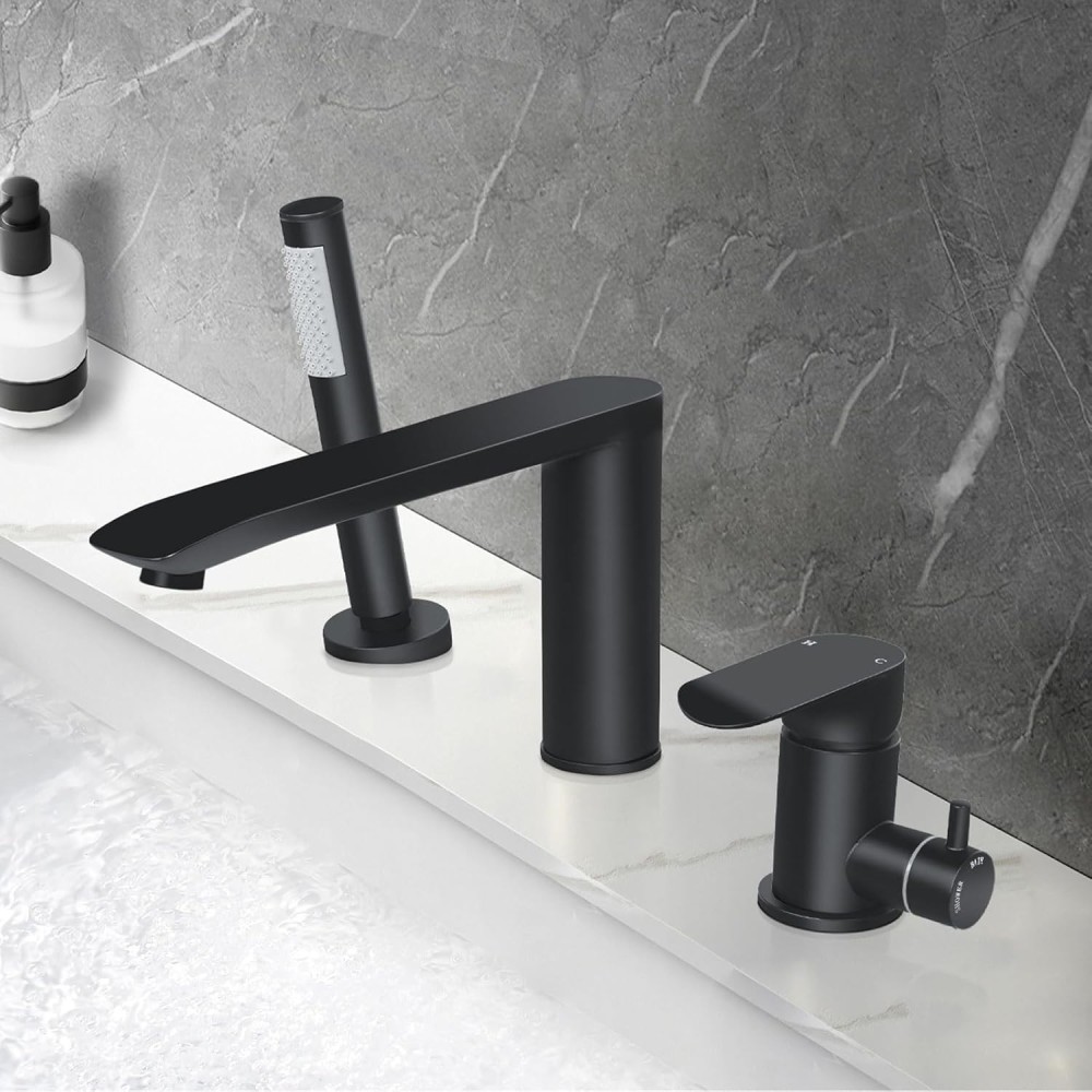 Phasat 3-hole battery with shower black brass mat