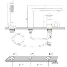Phasat 3-hulls batteri med dusj svart messingmatte