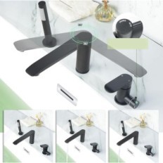 Batterie Phasat à 3 trous avec douche Tapis en laiton noir