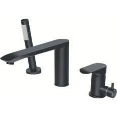 Batterie Phasat à 3 trous avec douche Tapis en laiton noir