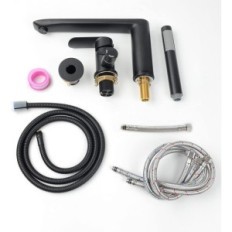 Phasat 3-hole battery with shower black brass mat