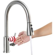 Kitchen battery with sensor and stretched spout 3 360 ° modes