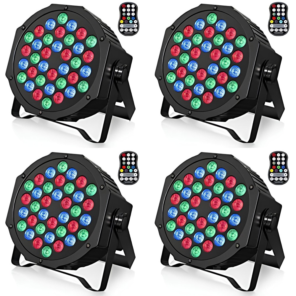 LED-Scheinwerfer U'King mit Fernbedienung, RGB, 6000 mAh-Batterie, 4 Stück.