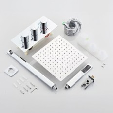 Douche Sanitemodar Lycée-AC-HW-25-Chrome avec thermostat de 25x25cm