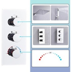 Douche Sanitemodar Lycée-AC-HW-25-Chrome avec thermostat de 25x25cm