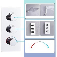 Douche Sanitemodar Lycée-AC-HW-25-Chrome avec thermostat de 25x25cm