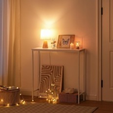 Console Tafel Hoobro Slanke WW75XG01 Metalen witte frame tentoonstelling