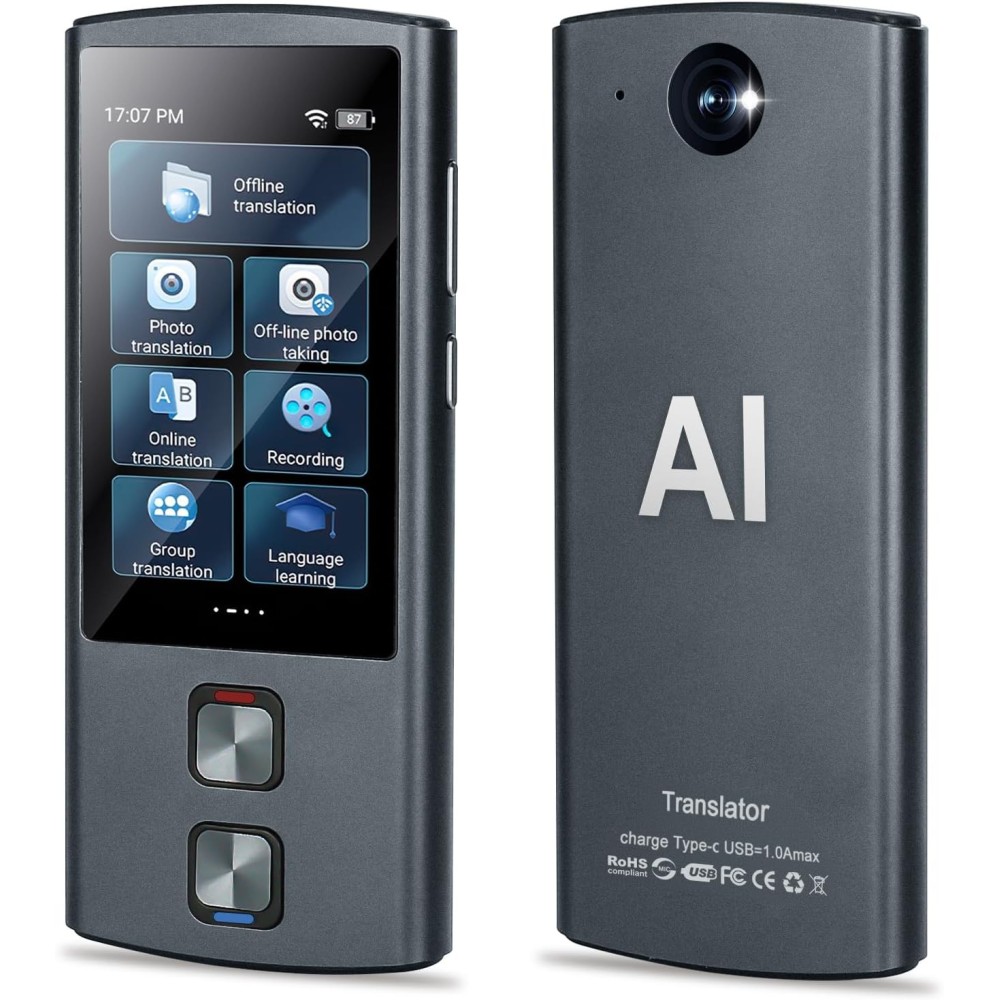 Traducteur vocal T17 AI 138 Langues WiFi Hors ligne BI-directionnel