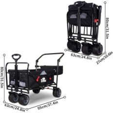 Begagnade vikbara trädgårdsvagn TMZ All Terrain Utility Durable Transport Trolley för trädgård och strand