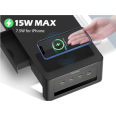 Gebruikte Monitor Stand 3 in 1 met 2 meatantsladen, Desktop Organizer met een monitorplank, toetsenbord en kantoor-snuisterijen