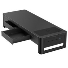 Rabljeni monitor stojalo 3 v 1 z 2 predalci za meate, namizni organizator z monitorjem polico, tipkovnico in pisarniškimi nakit