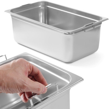 Recipiente GN com alças retráteis GN1 de aço inoxidável GN1 / 1 530X325mm. 200mm - Hendi 803202