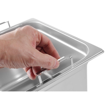 Contenitore Gn con manici retrattili in acciaio inox GN1 / 1 530x325mm. 200mm - Hendi 803202