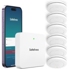 SafeliveO GW01 Sensor de humo con estación base Set 6 + 1 Detectores de humo inalámbrico con un panel de control