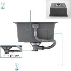 Kinkibos 3545D 35 × 45 cm cuisine lavabo 3545D 35 × 45 cm d'acier sans siphon