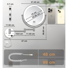 Mirror LED Gospetsire 9 "Sein 1x / 10x 3 värvi reguleerivad heleduse