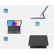 Billentyűzet SENGBIRCH esetében iPad 10 10,9 inch QWERTZ megvilágított fekete