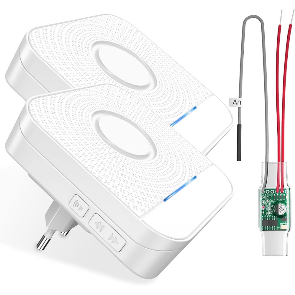 Bitiwend Radio Ring Sender, 2 Sockets Mottakere, 3-24V AC / DC