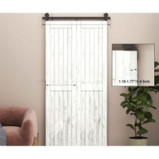 Door fitting set 92 cm BonikLuba F03STS 2x43 cm Black T-wheel