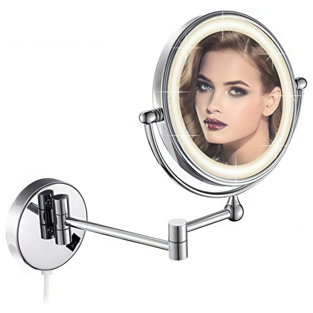 Dowry DE-1805D Makeup Mirror, 1x / 10x, 20 cm, silver, exhibition