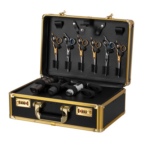Barber case golden black — vooraanzicht