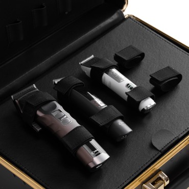 Friseurkoffer golden schwarz