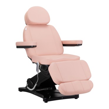 Ηλεκτρική καλλυντική καρέκλα SILLON CLASSIC 3 μοτέρ ροζ με μαύρη βάση — προβολή από πλάι
