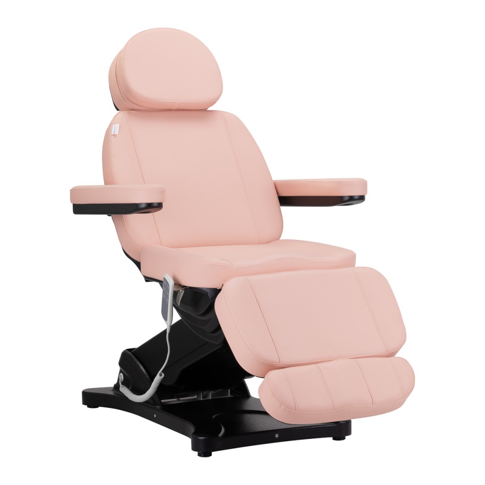 Fauteuil cosmétique électrique SILLON CLASSIC 3 moteurs rose avec base noire — vue latérale