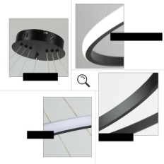 LED-ripustuslamppu MiniFair 3 Musta Rings 52W Himmennettävä 20 + 40 + 60 cm