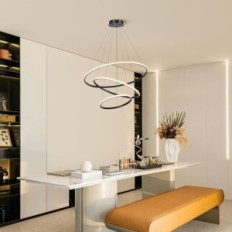 Lampada a sospensione a LED Minifair 3 anelli neri 52W dimmerabili 20 + 40 + 60 cm