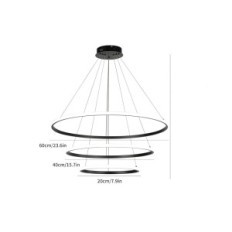 LED hængende lampe Minifair 3 Black Rings 52w Dimmable 20 + 40 + 60 cm