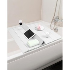 Baignoire pliable étagère Qwwork WD10919 PVC blanc 170x75 cm pour salle de bain