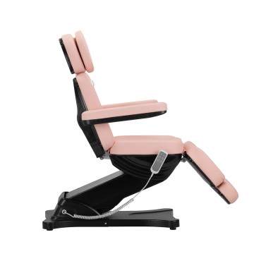 Cadeira eléctrica cosmética SILLON CLASSIC 3 motores rosa com base preta — vista lateral