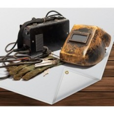 Osłona spawalnicza FLASLD 2x2 m biała tkanina termiczna koc spawalniczy