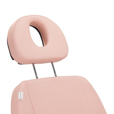 Elektrisk kosmetikstol SILLON CLASSIC 3 motorer rosa med svart bas — närbild av huvud