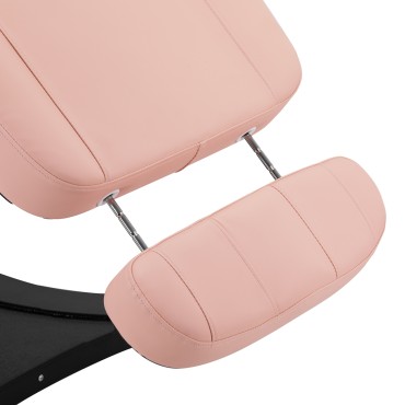 SILLON CLASSIC 3 motoros elektromos kozmetikai szék, rózsaszín, fekete alappal — közeli kép a kartámaszról