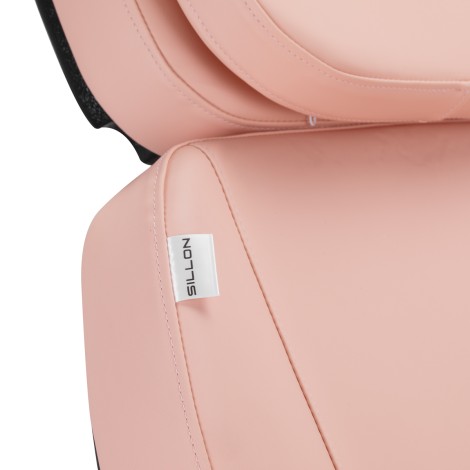 Fauteuil cosmétique électrique SILLON CLASSIC 3 moteurs rose avec base noire — gros plan étiquette