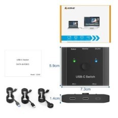 USB C 2 em 1 Kceve C201B KVM 2 laptops 1 monitor 4K 120 Hz USB 3.1 Gen 2