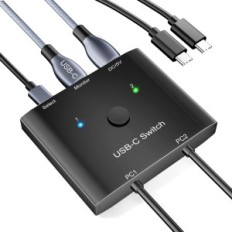 Incomplets USB C 2 en 1 KCEVE C201B KVM 2 Ordinateurs portables 1 moniteur 4K 120 Hz USB 3.1 Gen 2