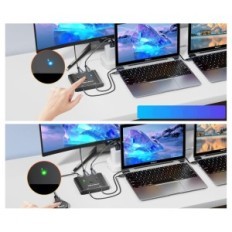 Epätäydellinen USB C 2 in 1 Kceve C201B KVM 2 Kannettavat tietokoneet 1 Monitor 4k 120 Hz USB 3.1 Gen 2