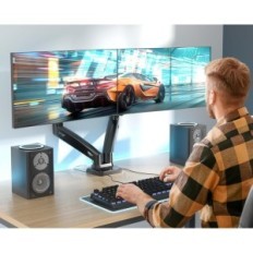 Uchwyty 2 monitory Wali GSMP002 regulowany uchwyt gazowy VESA z C-klamrą 19,8 LB POWYSTAWOWY