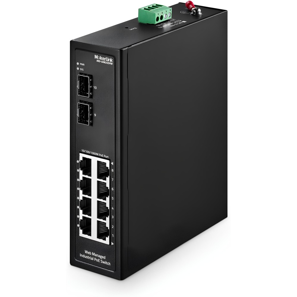 Przełącznik 8-portowy MokerLink PoE DIN-Rail IND-G082GSPM 2 porty SFP IP40