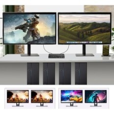 Bytt KVM DisplayPort HDMI 2-skjermer 4k @ 60Hz 4 Audio Ports 3 USB-porter for 4 PC