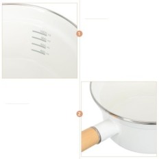 Rondel emaliowany Vaguelly 16 cm z miarką powłoką nieprzywierającą i drewnianym uchwytem