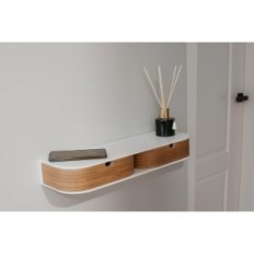 Tablette suspendue murale Valiai avec 2 tiroirs blancs blanc / chêne petite étagère
