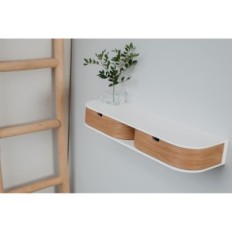 Muur opknoping plank valiai met 2 laden houten wit / eiken kleine plank