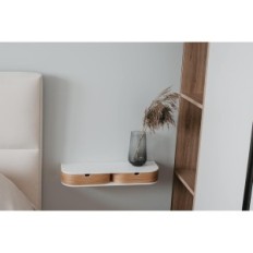 Wandbehang Regal Valiai mit 2 Schubladen Holzweiß / Eiche Kleines Regal